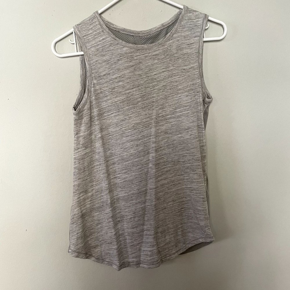 Fifth City gray mesh‎ detail athleisure athletic workout sleeveless tank top